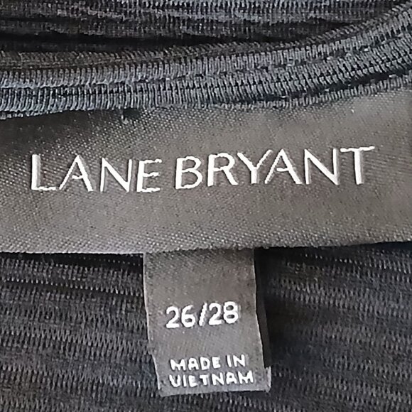 Lane Bryant Midi Dress Plus Size 26 28 Black Textured Pleated Stretch Pockets - Picture 8 of 10